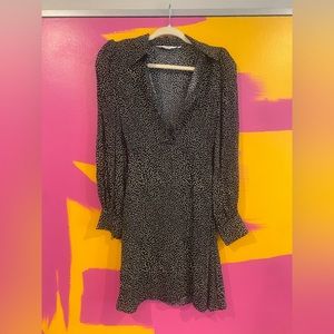 Button up confetti pattern long sleeved mini dress